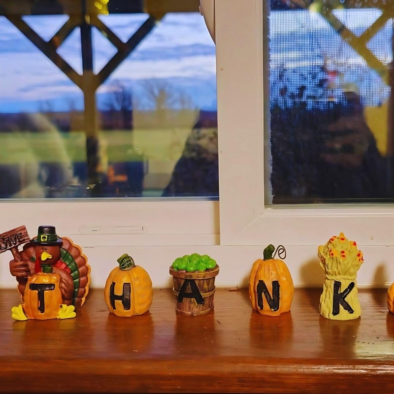 Fun Express Resin Give Thanks Blocks (Set of 6) Fall Home Decor - Image 4